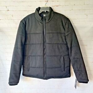 NWT Whet Blu Brady Mens XL Black Vegan Faux Suede Puffer Full Zip Jacket $199.00